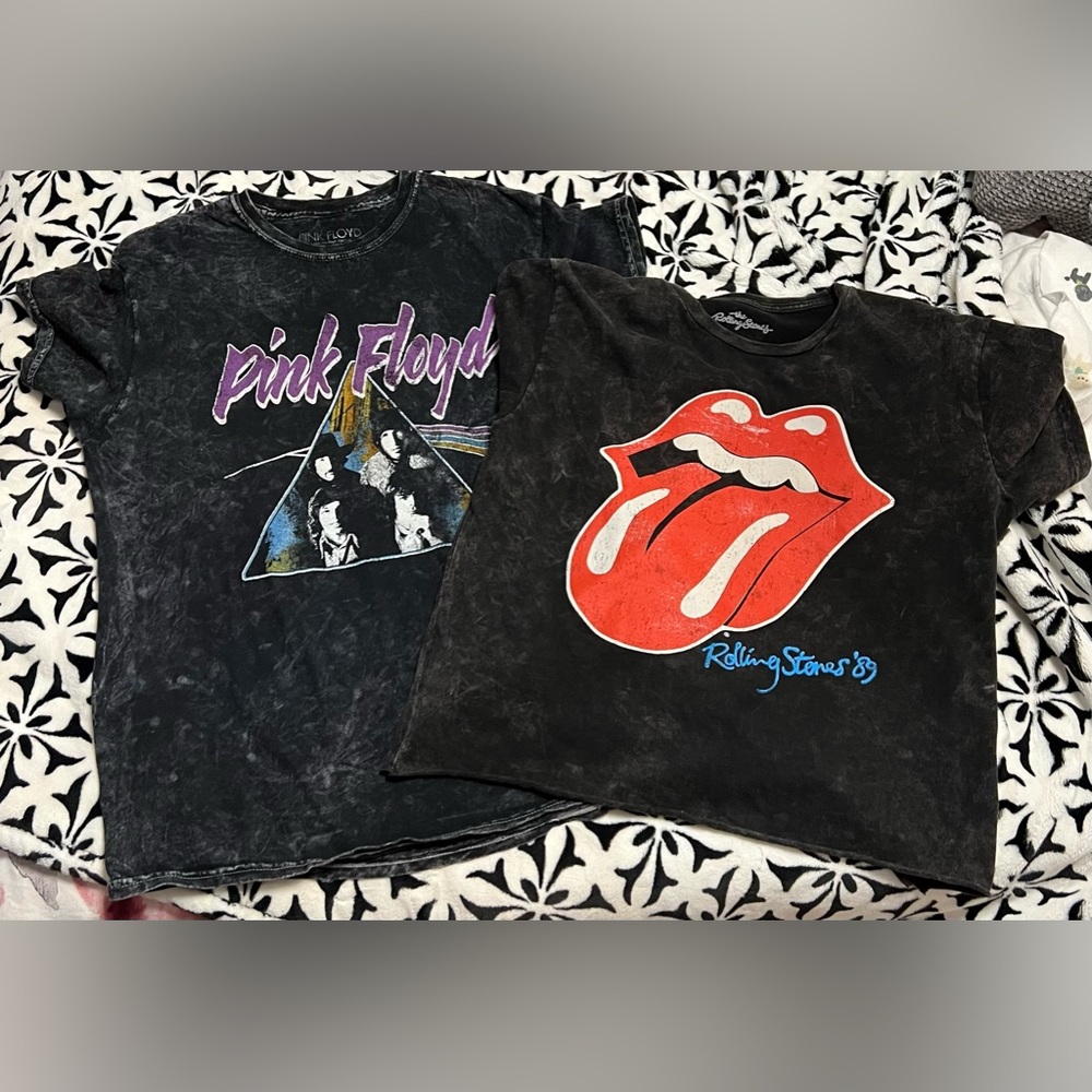Rolling Stones and Pink Floyd shirts